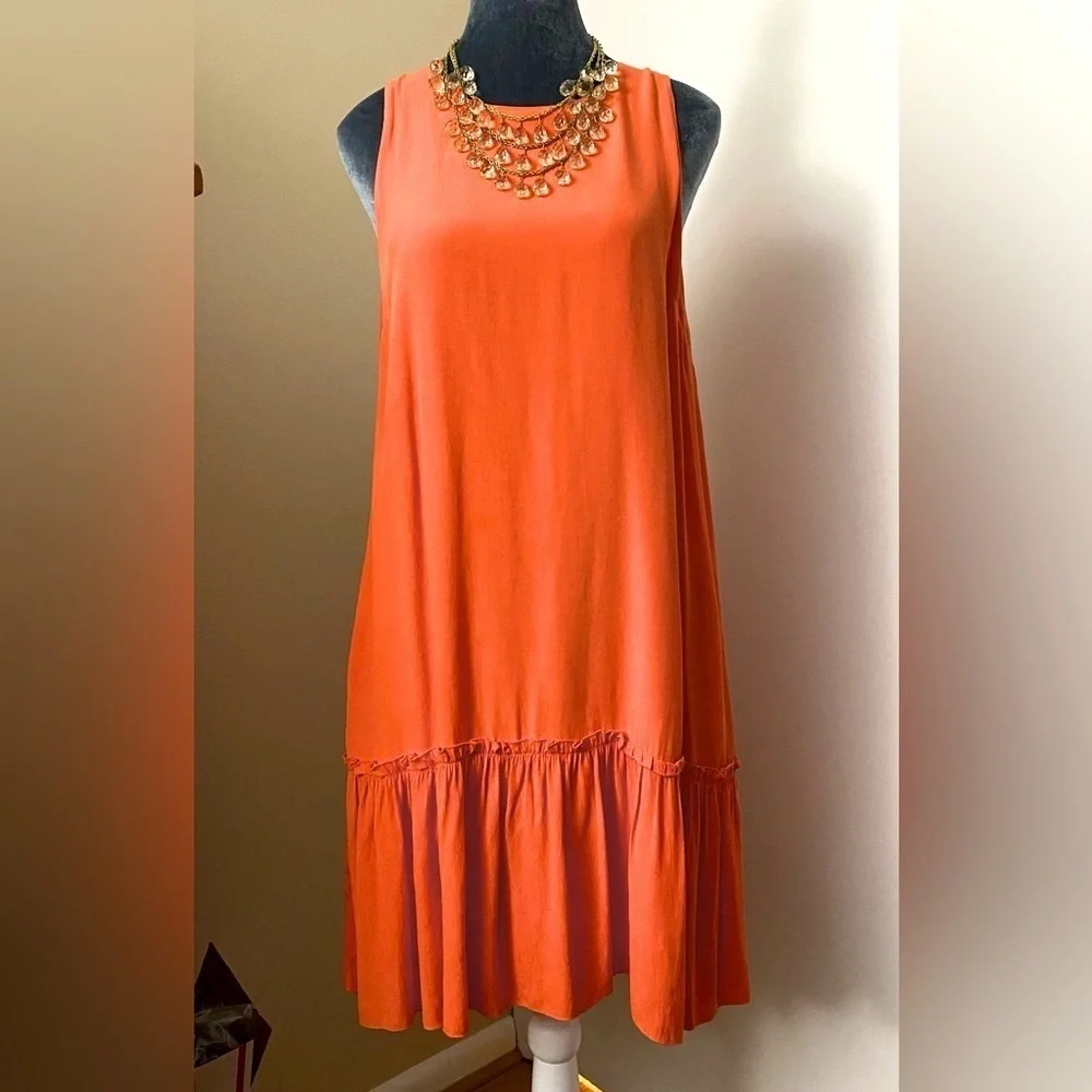 Banana Republic Flowy Orange Dress w/Removable Tie Belt & Pockets Size 6